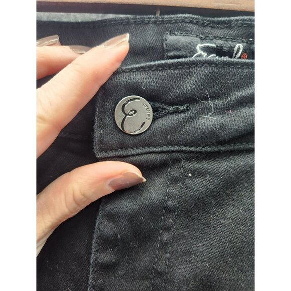 Earl Jeans Black Skinny Ankle Embroidered Floral Pants Womens Size 12 Cotton/Spa - Picture 4 of 9